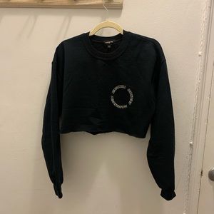 Shadow Hill Cropped Black Logo Hoodie